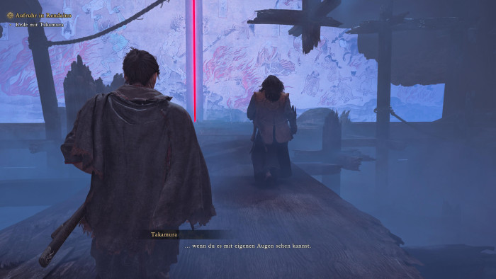 Gemeinsam mit einem alten Samurai landen wir in einer mysteriösen Umgebung. (Bild: Capcom / Screenshot: Golem)